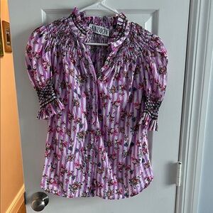 Sandion Floral Puff Sleeve Blouse - Purple